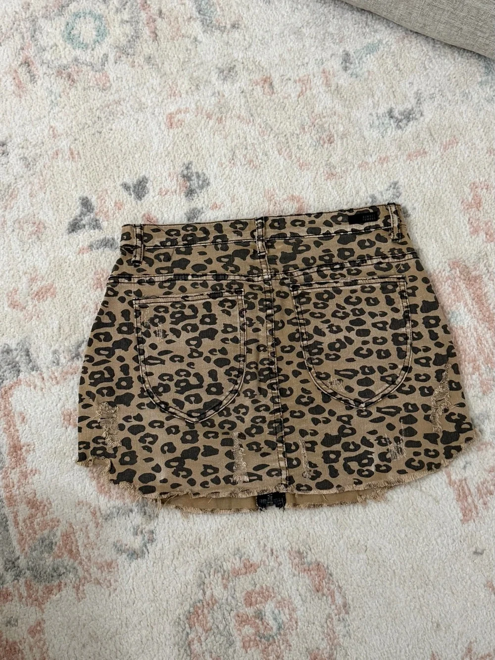 Almost Famous Tan Leopard Print Zip-Front Mini Skirt